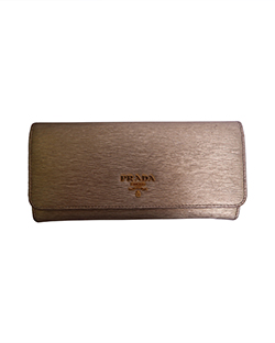 Prada Continental Wallet, Leather, Gold, Box, 12N